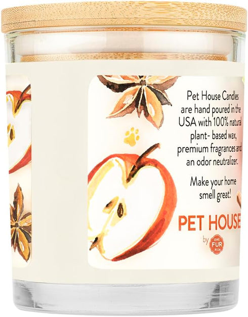 One Fur All Apple Candle for Pet Odor - Plant-Based Soy Candle with 60 Hour Burn Time - Apple Cider