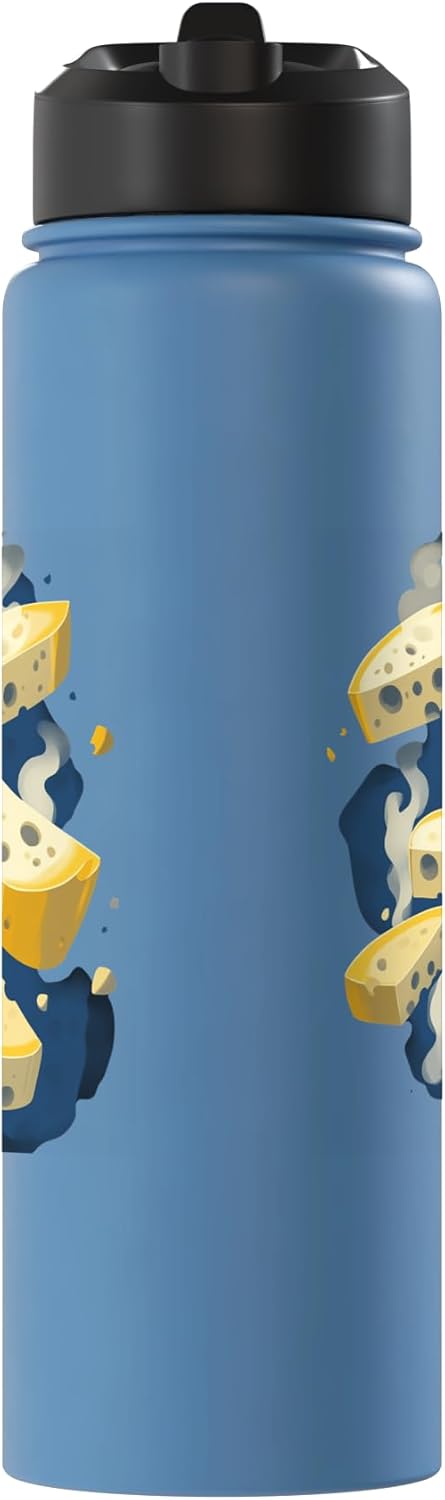 Whimsical Cartoon Cheese Design For Enthusiasts Floating Swiss Cheese Illustration For Food Lovers Stainless Steel