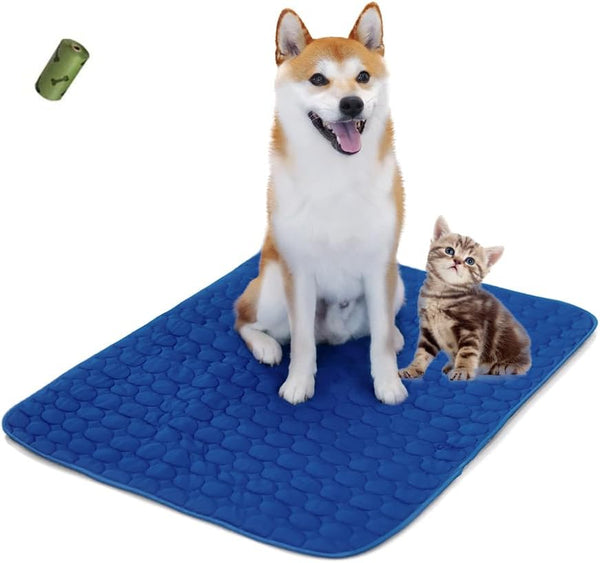 MICROCOSMOS Summer Cooling Mat & Sleeping Pad, Dark Blue, 28" x 22", Water Absorption Top, Easy Clean