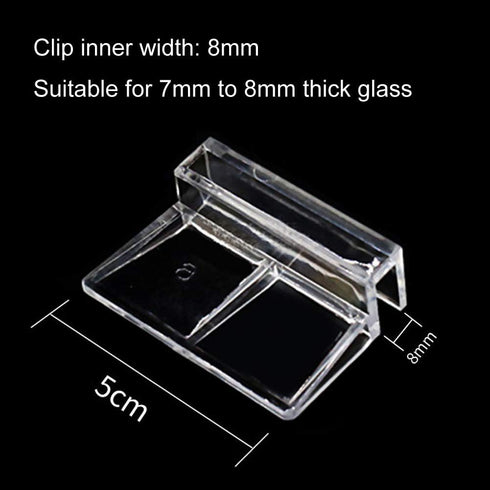 6 Pieces 8mm Acrylic Aquarium Cover Clip, Clear Universal Lid Clips for Rimless Fish Tank