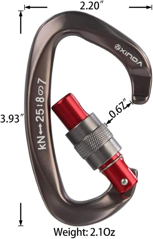 Screwgate Locking Carabiner Clip - Heavy Duty Rock Climbing Carabiner, Screw Lock for Outdoor Equipment