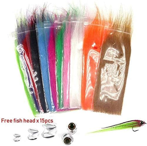 Greatfishing 13 Packs Mix Color Long Fiber Fly Tying Materials for Streamer Fly Tying