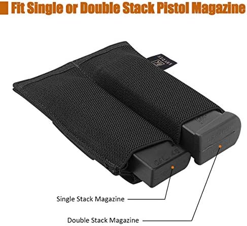 KRYDEX Molle Double Pistol Mag Pouch, Speed Magazine Holder for 9mm .45 .40