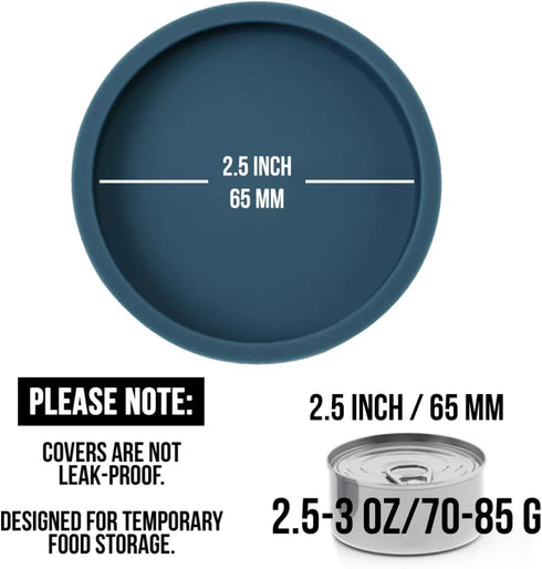 3 Pack Small Cat Food Can Lids, Silicone Covers for 3 oz & 2.5 oz Cat Food Cans, Dark Blue