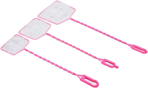 POPETPOP 3pcs Aquarium Fish Net, Fishing Nets for Fish Tank Lakes Ponds Saltwater (Pink 4/5/6 Inch)