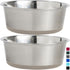 Gorilla Grip Stainless Steel Dog Bowl Set of 2, 8 Cups (64 fl oz), Beige - Heavy Duty with Rubber Base, BPA Free