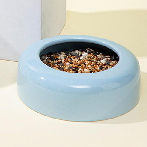 TEHAUX 1PC Ceramic Pet Bowl - Flat Water Bowl Feeder for Dogs Cats Exotic Shorthair (Sky-Blue)