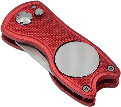 Golf Divot Repair Tool with Pop-up Button & Magnetic Ball Marker Pitch Mark, Lightweight, Portable, Mini Divot Repair