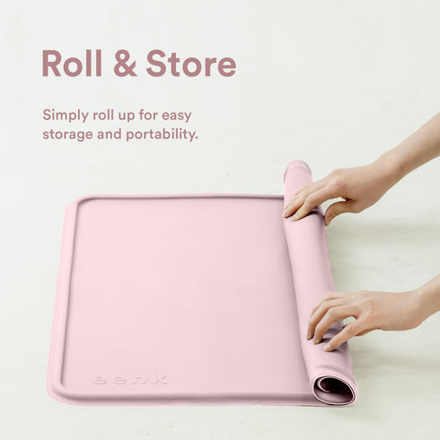 Pee Pad Tray Holder for Dogs - Large Pink Silicone Mat with No Spill Raised Lip, Extra Thick Non-Slip for Indoor Floor