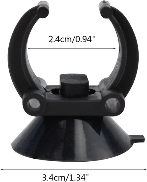 Aquarium Heater Holder Suction Cup Clip - Black for Fish Tube Hose Plant Decoration (Sucker Dia 1.34", Clip Dia 0.9)