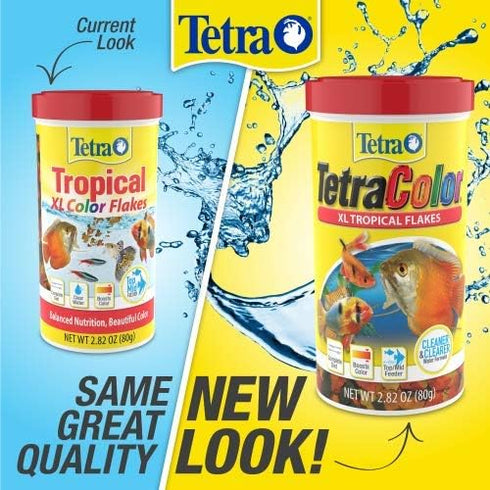 TetraColor Tropical Flakes, 2.82 oz, Nutritionally Balanced Diet, Color Boosting Fish Food for Tropical Fish