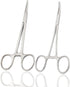 Pet Hemostat Forceps, Stainless Steel Ear Scissors for Dog and Cat, Straight and Bent, 5-inch