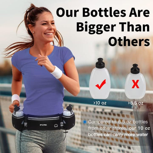 PYFK Upgraded Running Belt with Water Bottles, Hydration Belt for Men and Women, Fanny Pack for Running Hiking
