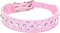 Rhinestone Dog Collar, Bling PU Leather Crystal Diamond Pet Dog Cat Puppy Collar, S M L XL (XS, Pink)