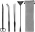 Aquarium Aquascape Tools Kit, 4 in 1 Anti-Rust Aquatic Plant Tool Set, Stainless Steel Black Tweezers, Scissors, Spatula