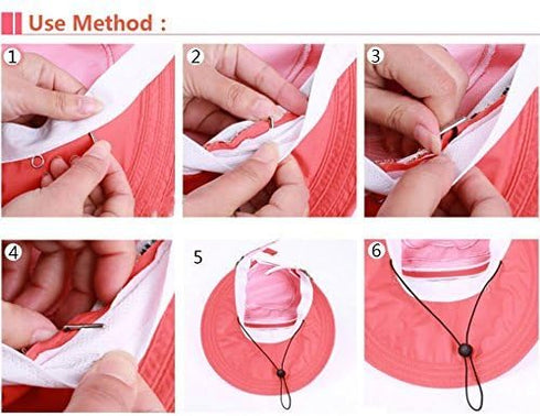 Hat Chin Cord, Flexible Removable Hat Chin Strap with Spring Loaded Stop Cord, Set of 5