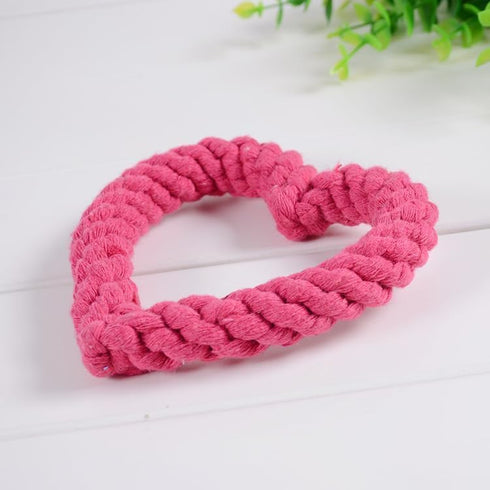 Essivox Pink Love Heart Shaped Dog Chew Rope Toy, Interactive Dental Puppy Tool for Heavy Chewers