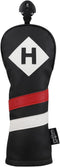 Majek Retro Golf Headcover, Black Red and White Vintage Leather Style Hybrid Cover, Classic Look, Numbers 3-7 Plus X