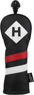 Majek Retro Golf Headcover, Black Red and White Vintage Leather Style Hybrid Cover, Classic Look, Numbers 3-7 Plus X