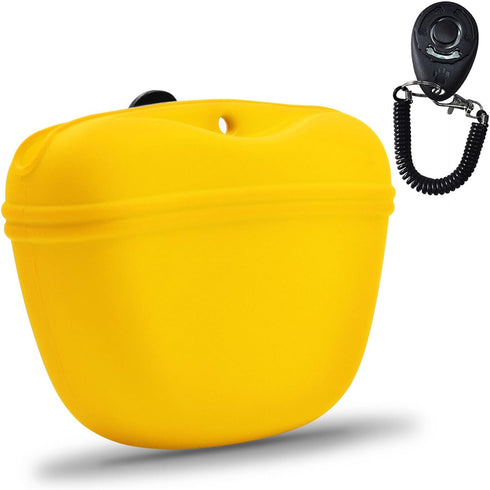AUDWUD Silicone Dog Treat Pouch - Clip on Portable Training Container with Magnetic Buckle and Waist Clip, No BPA