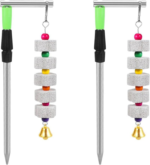 Kalekey 2 Pack Chicken Chewing Toy, Adjustable Chicken Toys for Coop with Volcanic