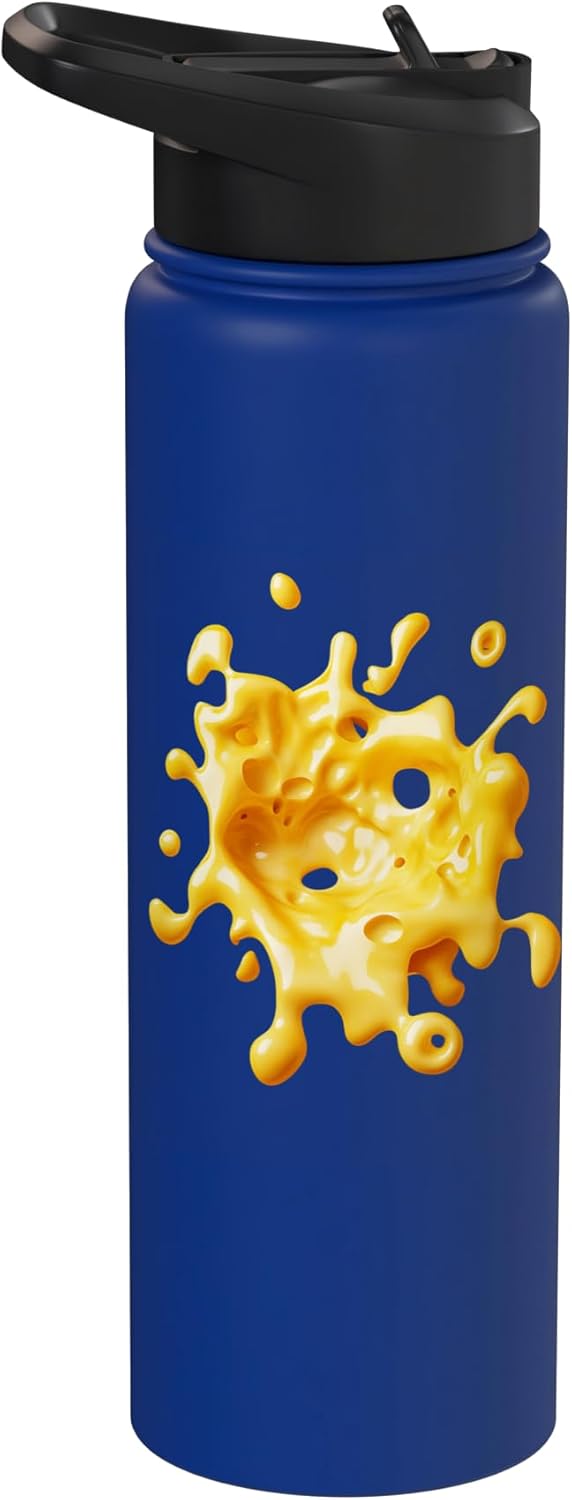 Vibrant Cheese Design for Food Festivals Melted Cheese Splash Art for Culinary Food Lovers Stainless Steel Insulated Water