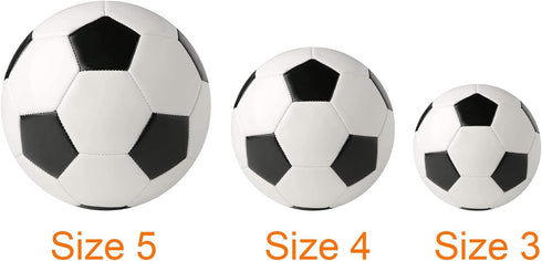 Soccer Ball Size 2,3,4,5 with Pump Needle, Classic White Black PU, Suitable for Youth League Game Training or Gift