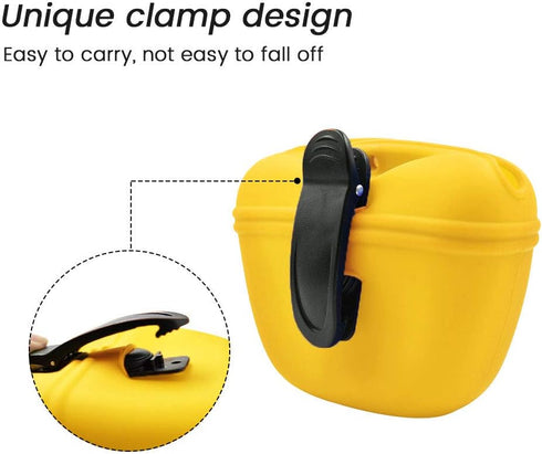 AUDWUD Silicone Dog Treat Pouch - Clip on Portable Training Container with Magnetic Buckle and Waist Clip, No BPA