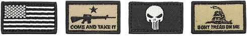 Set Backpack, 4 Walker's Razor Patriot Patch Kit Hook & Loop Attachable Embroidery Design Patch for Earmuffs, Hats
