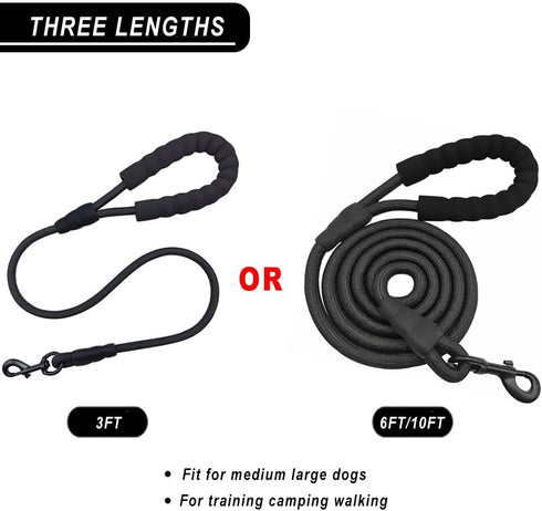 3FT/6FT/10FT Climbing Rope Leash for Dogs with Comfortable Padded Handle, Classic Leash for Medium Large Dogs