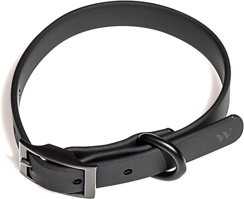 Wild One Dog Collar, Easy-Clean All Weather Flex-Poly Strap with Metal, Durable, Size L, Black
