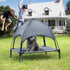 Small Elevated Dog Bed with Canopy, Upgraded 30IN Outdoor Raised Dog Cot Bed with Removable Shade Tent, Gray (S Size)