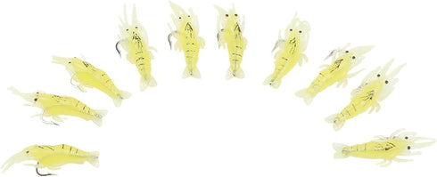 10-Pack Set(A) FABULETTA Soft Shrimp Lures, Silicone Fishing Bait with Hooks, Realistic Saltwater and Freshwater Tackle