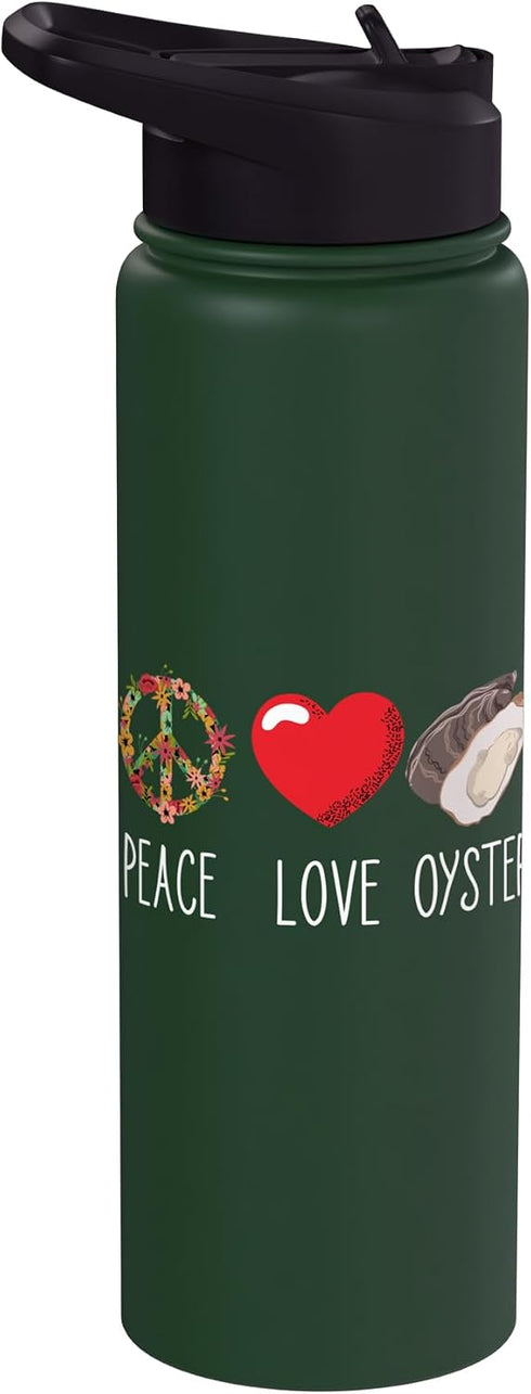 Funny Seafood Oyster Shucker Oyster Heart Love Peace Mollusc Shucker Seafood Lover Stainless Steel Insulated Water