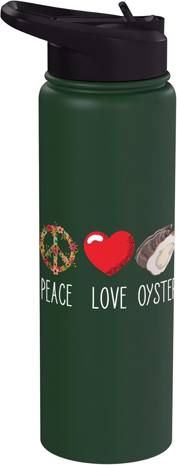 Funny Seafood Oyster Shucker Oyster Heart Love Peace Mollusc Shucker Seafood Lover Stainless Steel Insulated Water