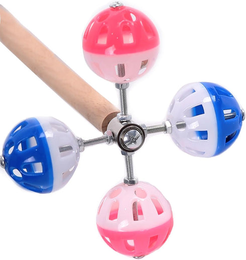 Bird Stand Perch Toy with Rotating Balls,Parakeet Stand Perch Toy for Metal Cage, Fun Toy for Parrots Cockatiels