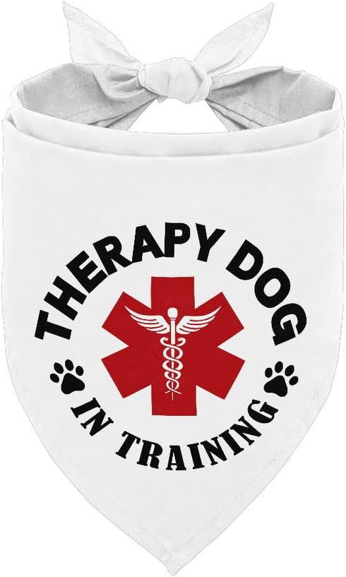 Therapy Dog in Training Bandana, Classical White Printing Dog Scarf Accessories, Pet Scarf Gift (J14)