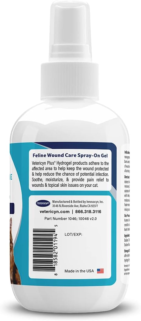 3 Vetericyn Plus Cat Wound Care Hydrogel Spray | Feline Healing Aid and Wound Protectant, Sprayable Gel to Relieve Cat