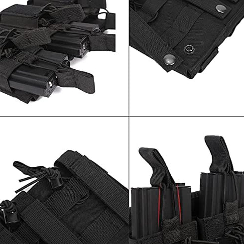 Triple Mag Pouch Open-Top Rifle and Pistol Magazine Pouches for M4 M16 AK Military Gear
