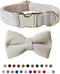 Adjustable Velvet Dog Collar with Bow Tie, Stylish Detachable Bow for Small Medium Large Dogs and Cats, Neck 13.0-20.5