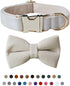 Adjustable Velvet Dog Collar with Bow Tie, Stylish Detachable Bow for Small Medium Large Dogs and Cats, Neck 13.0-20.5