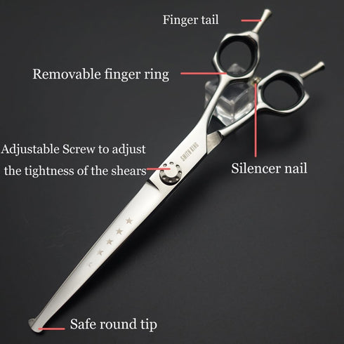 7 inches Set Set 4 1 Safe Dog Grooming Scissors with Round Tip,Straight & Thinning & Curved Shears with comb for Dog
