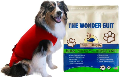Healing Skin Treatment Onesie for Dogs - Medium, Solid Red, Veterinary Dermatology