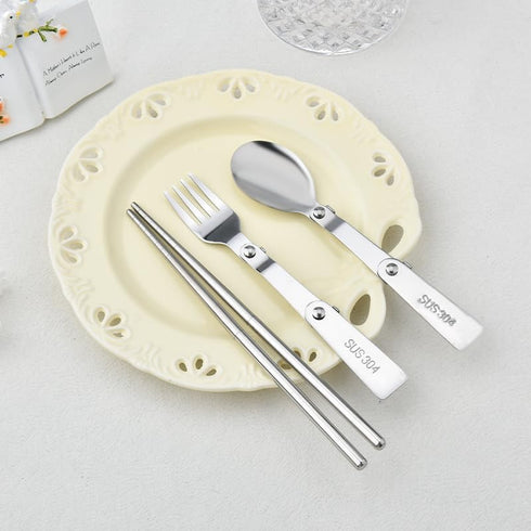 YangQian Set Backpacking Camping Utensil with Case Folding Tableware Cutlery Foldable Spoon Fork Chopsticks Travel