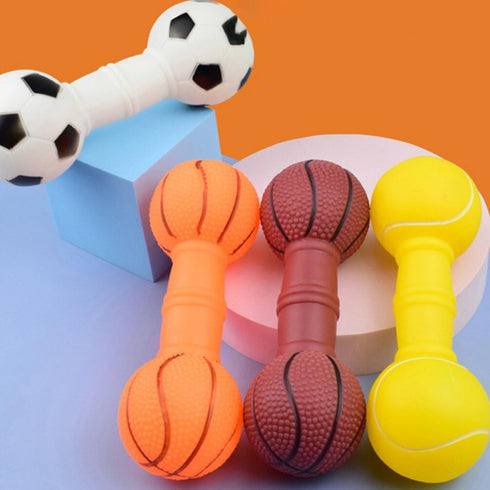 4Pcs Vinyl Barbell Dog Molar Chew Toy for Pet Dogs