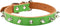 Adjustable Genuine Cow Leather Pet Collars for Cats Puppy Dogs by Basic Classic (X-Large/Neck 14.2"-18.1", Green-Spiked