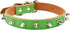 Adjustable Genuine Cow Leather Pet Collars for Cats Puppy Dogs by Basic Classic (X-Large/Neck 14.2"-18.1", Green-Spiked
