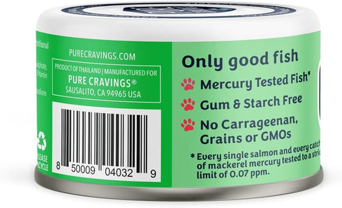 Salmon and Mackerel Pate Canned Wet Cat Food, 100% Mercury-Tested, Grain-Free Protein, 12 Pack