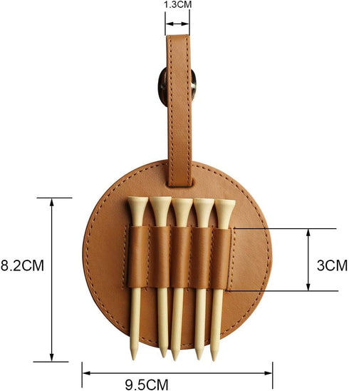 Myartte Golf Tee Holder with Wood Golf Tees, Luxury Leather Gift for Golfer Men Women