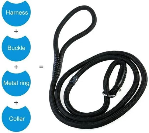 Adjustable Traction Collar Behavior Aids, Black Dog Leash Pet Nylon Rope Training Slip Lead Strap